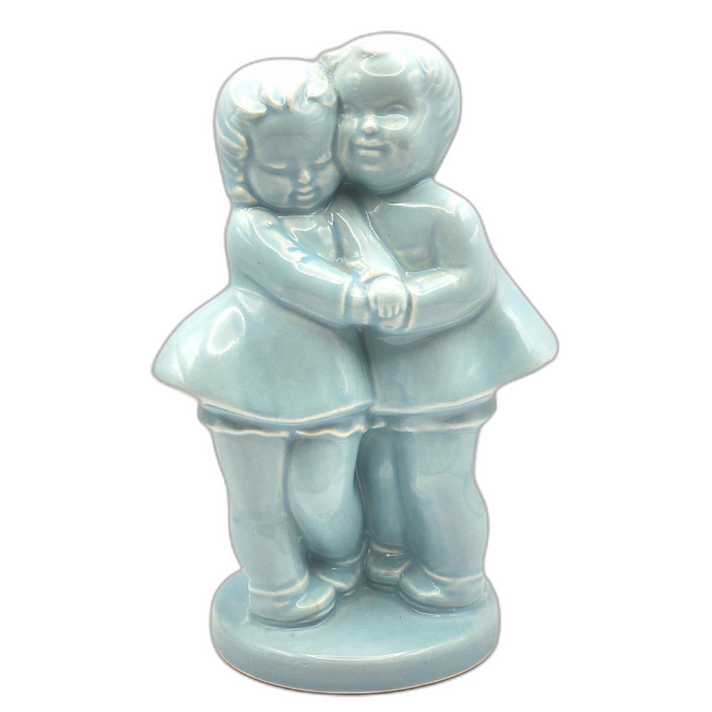 VTG Shawnee Pottery Planter Vase Blue Boy and Girl 8"